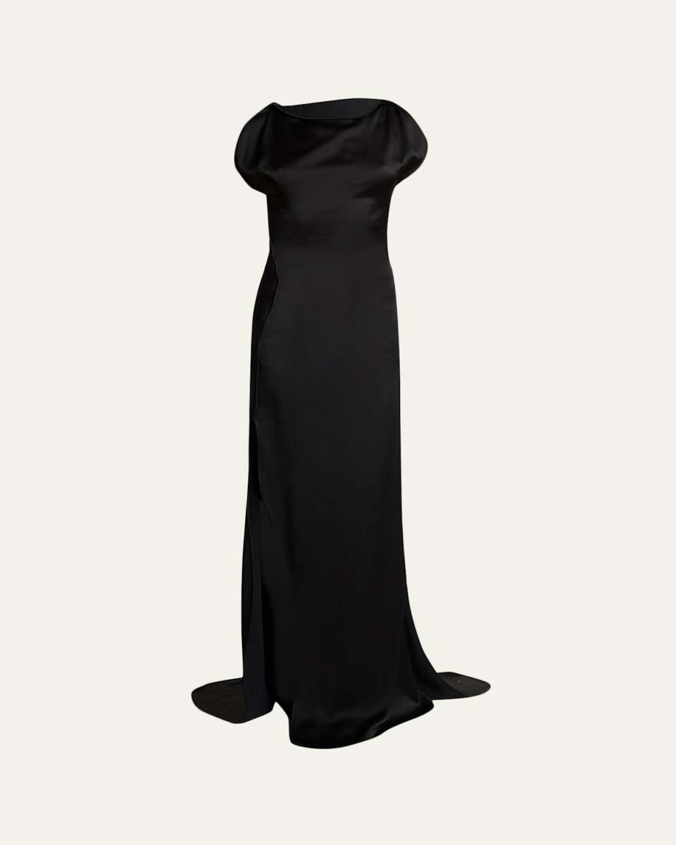 Sleeveless Satin Slit Gown
